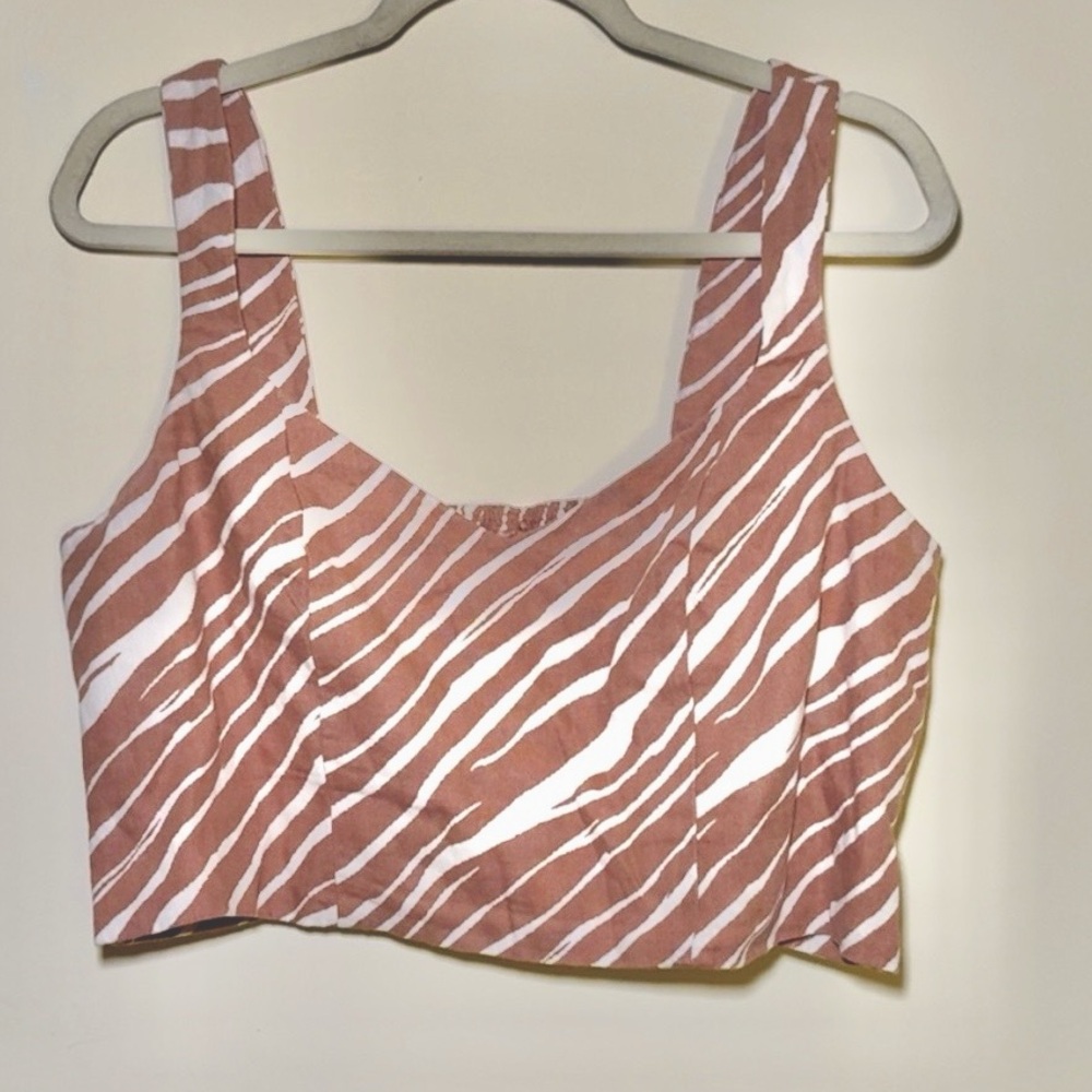A New Day Cream and Brown Zebra Print Crop Tank Top